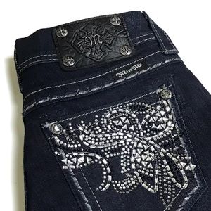 MISS ME JE5730BL BootCut Rhinestone Pocket Jeans S